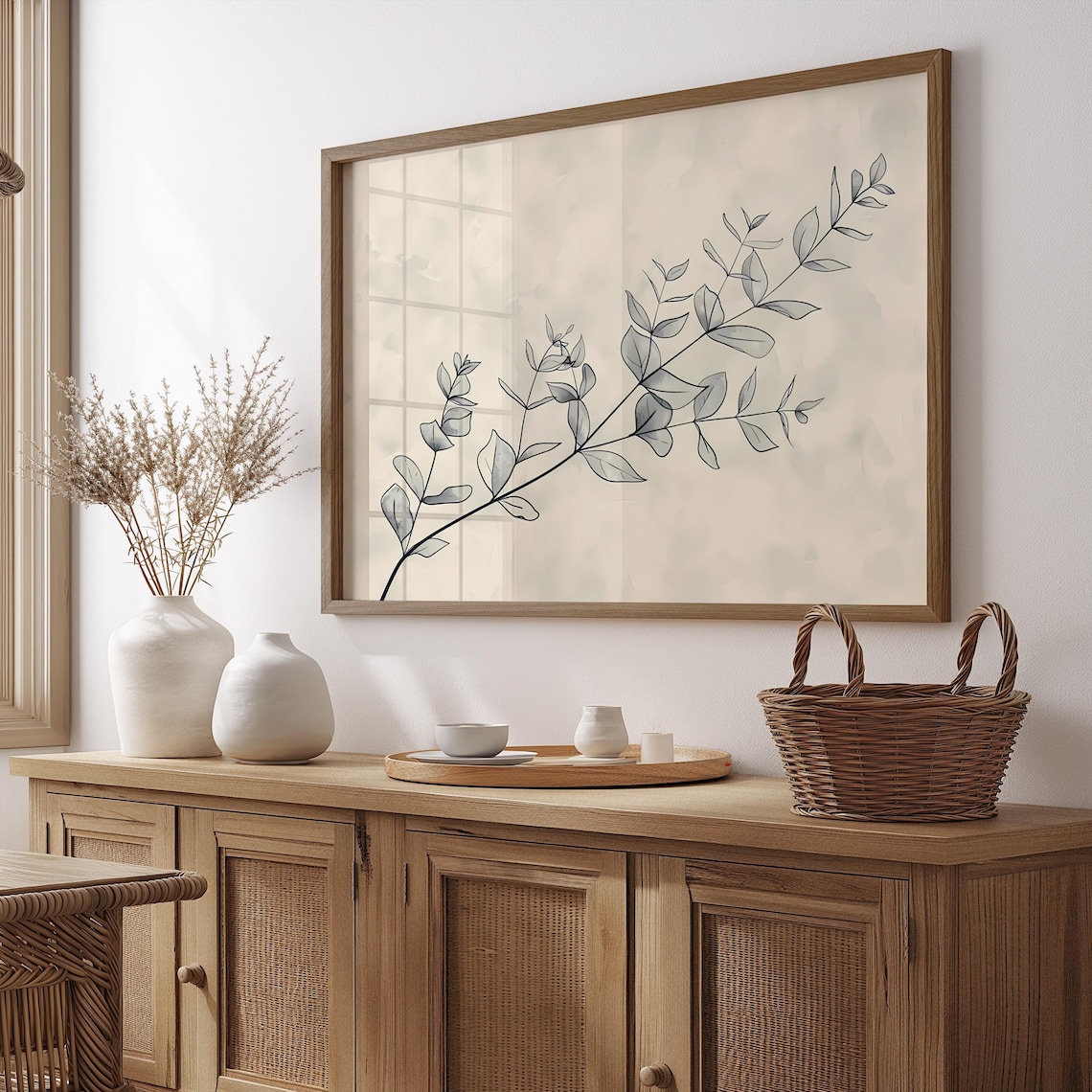 Botanisches Line Art Poster, Minimalistischer Zweig