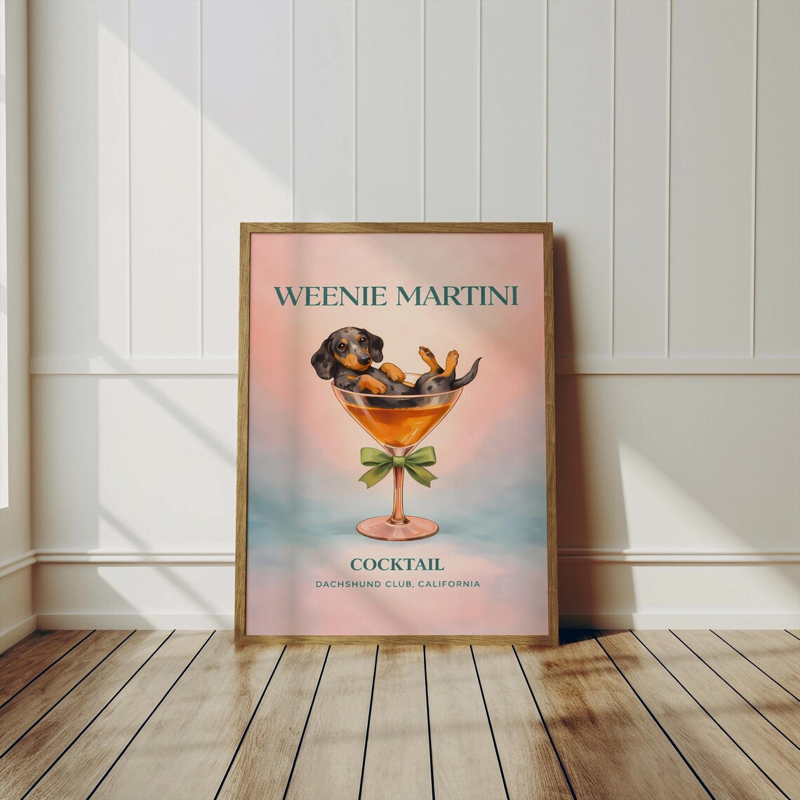 Weenie Martini Dachshund Puppy in Cocktail Club Humor Poster