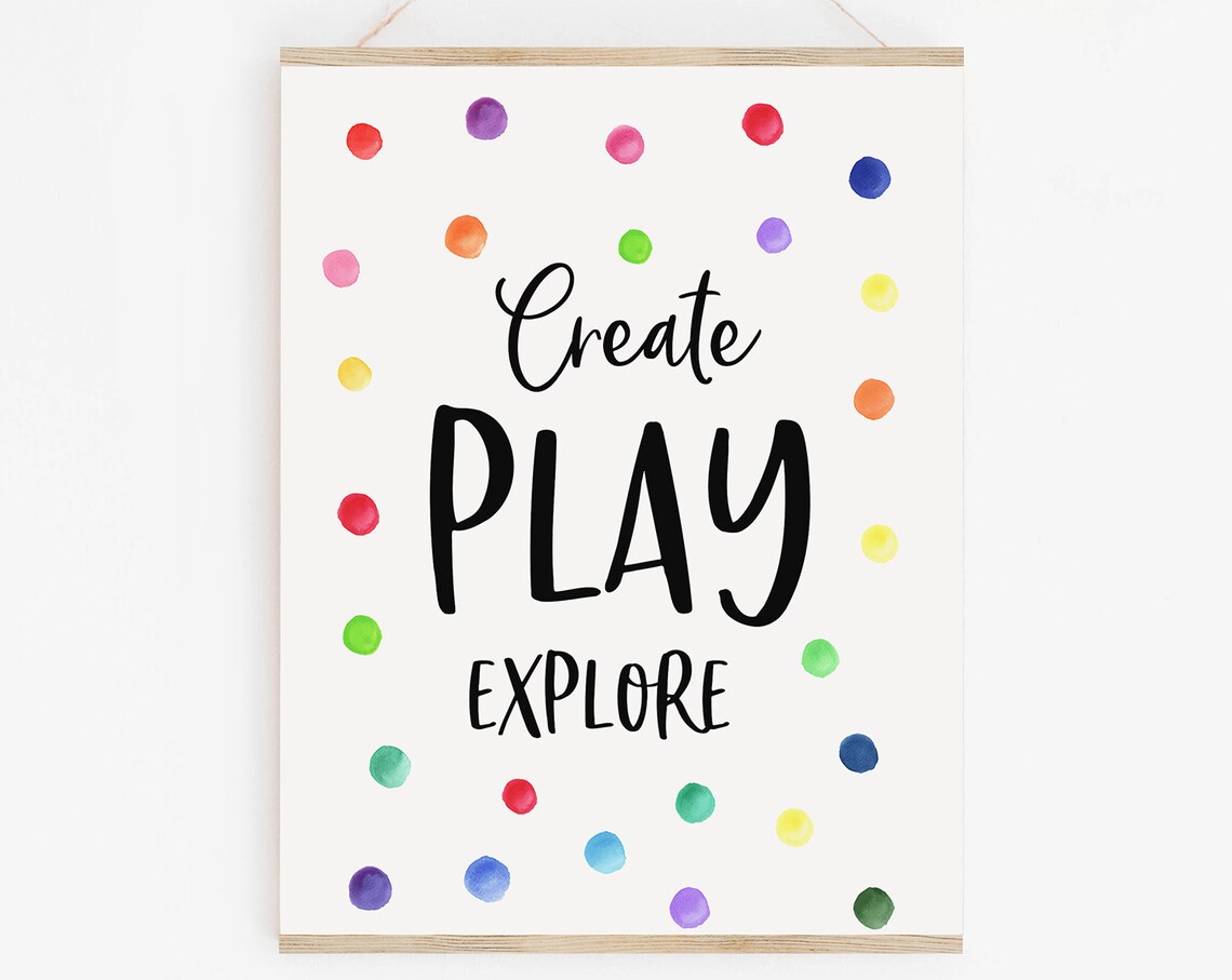 Create Play Explore Rainbow Playroom Art Print