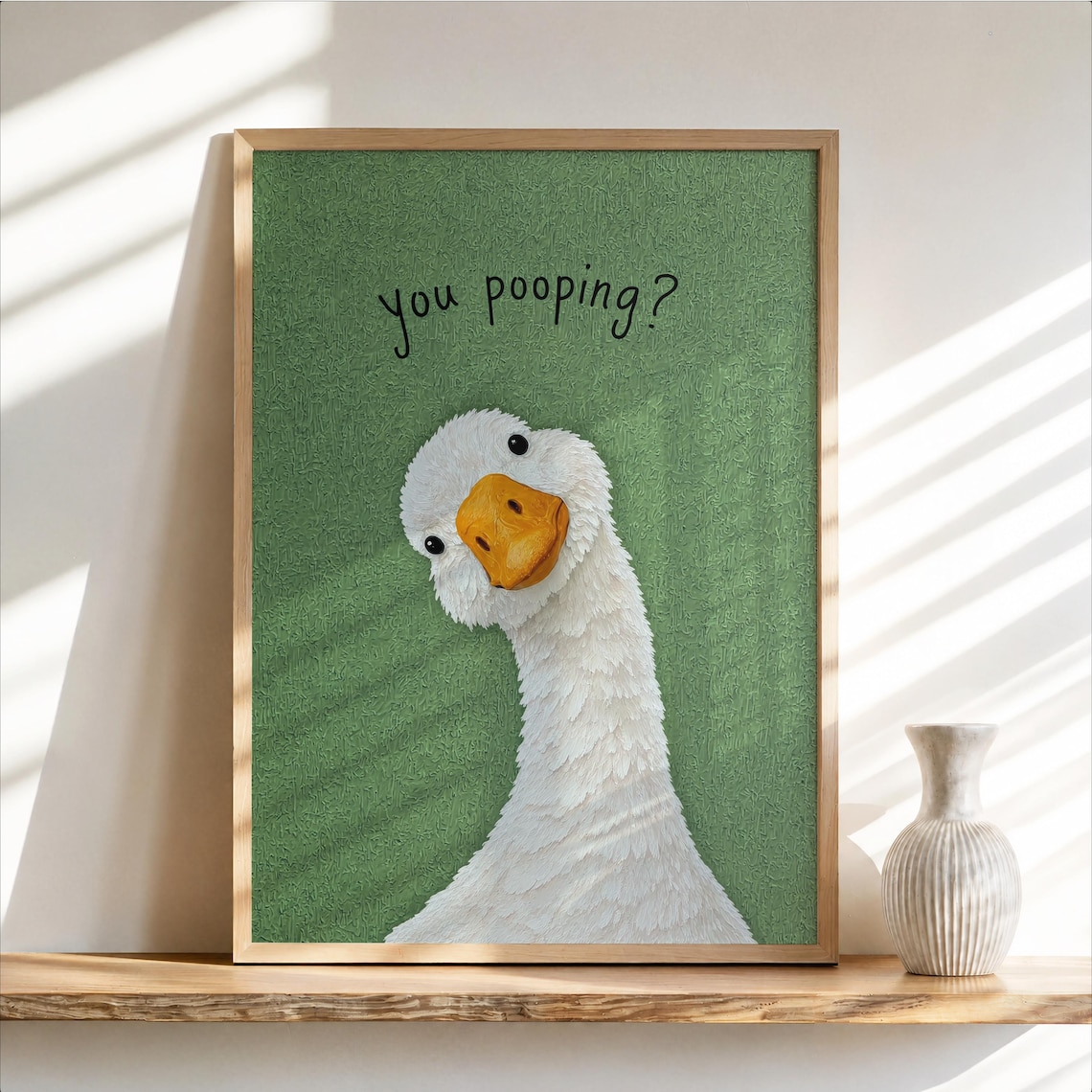 Funny You Poopin Goose Bathroom Sign Quirky Restroom Decor Humorous Farm Animal Poster Geese Wall Art Print Gift - Image 2