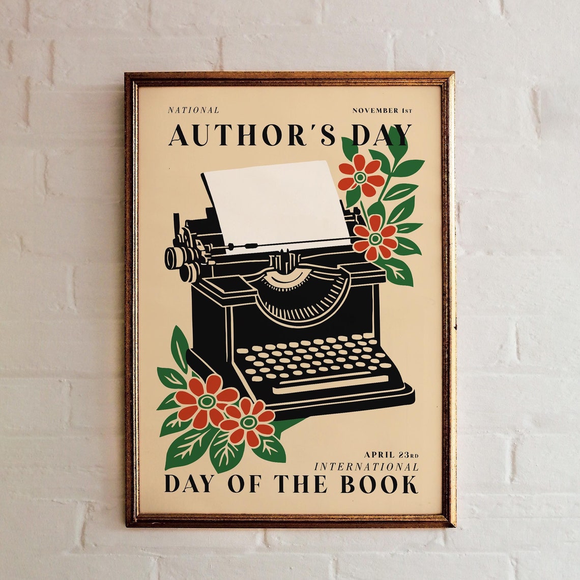 National Author's Day Typewriter International Day of the Book Poster