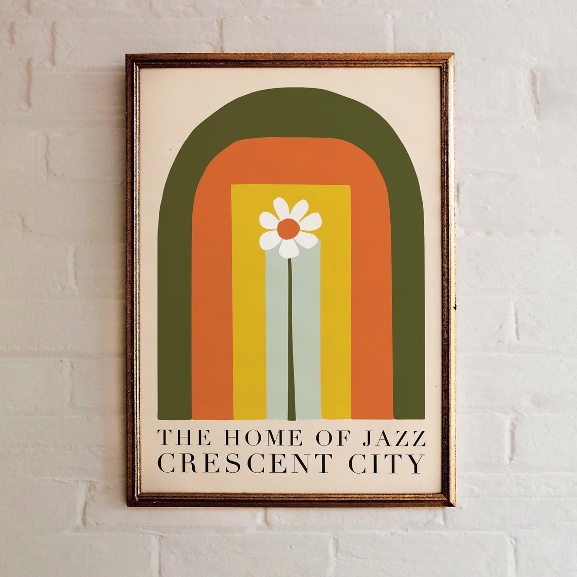 New Orleans Jazz Poster Retro Crescent City Wall Art The Home Of Jazz Art Print Modern 70s Floral Print Music Lovers Gift Airbnb Decor