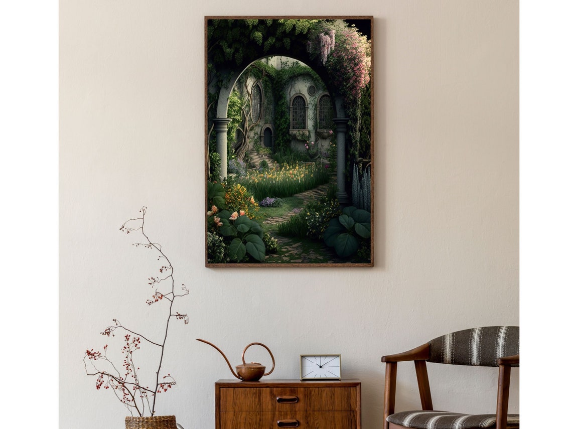 Secret Garden Courtyard Through an Ivy-Covered Stone Arch Poster - Image 4