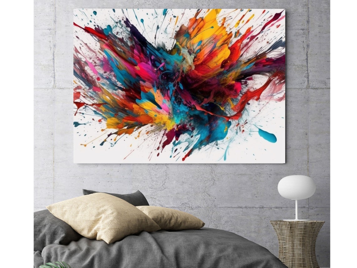 Vibrant Abstract Paint Splash Explosion Art Print in Red and Teal - Image 6