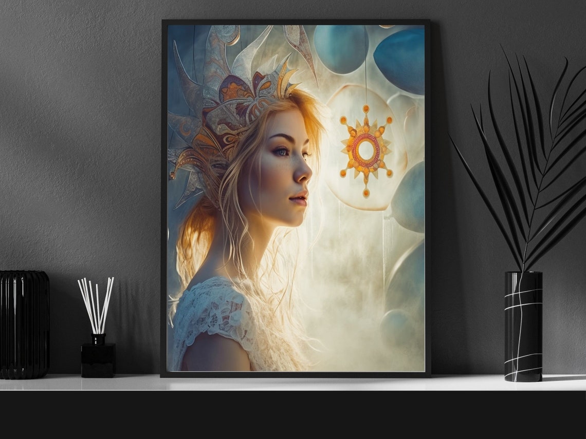 Ethereal Art Nouveau Woman Crown Dreamy Fantasy Portrait Poster - Image 6