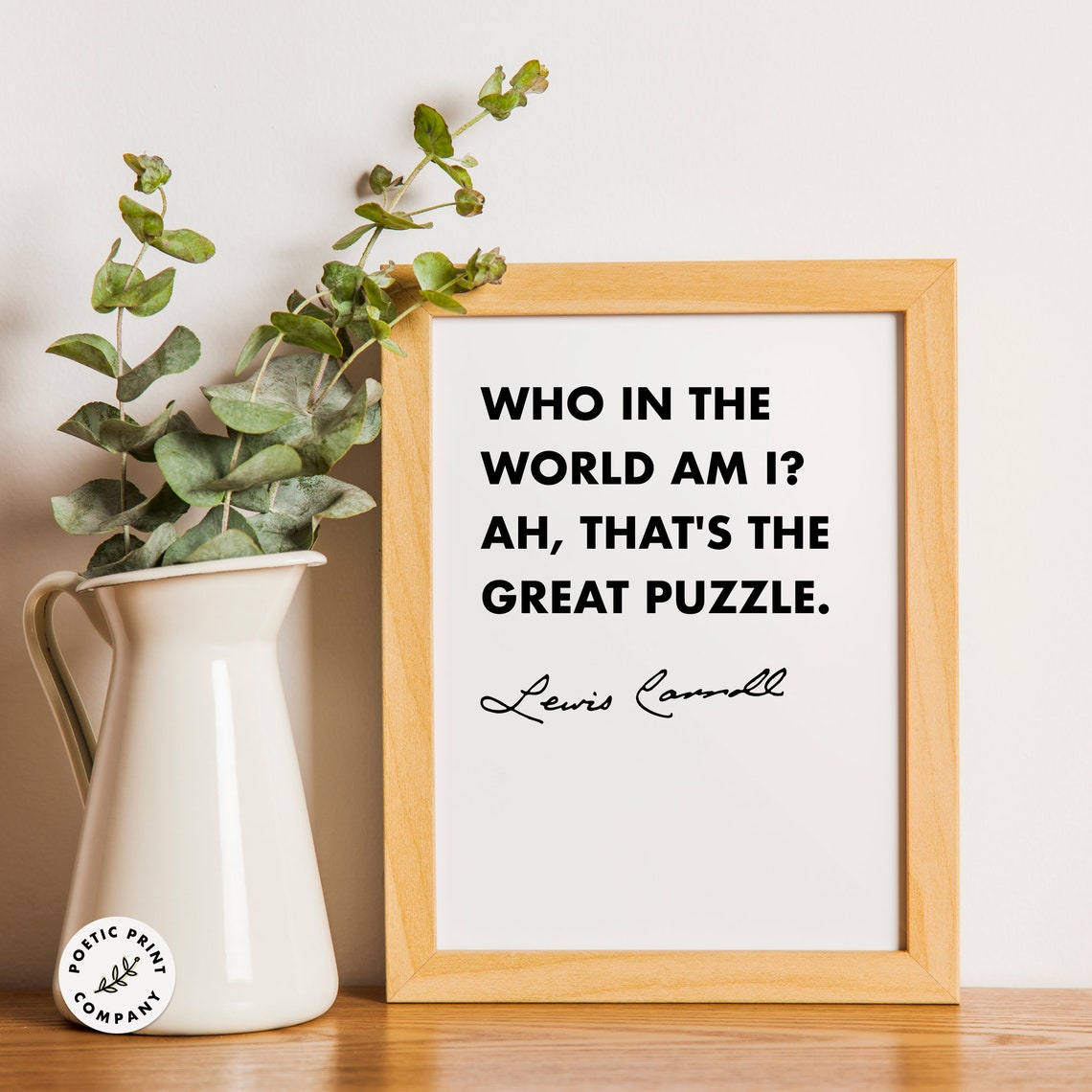 Lewis Carroll Great Puzzle Minimalist Black White Nursery Quote Poster - Image 2