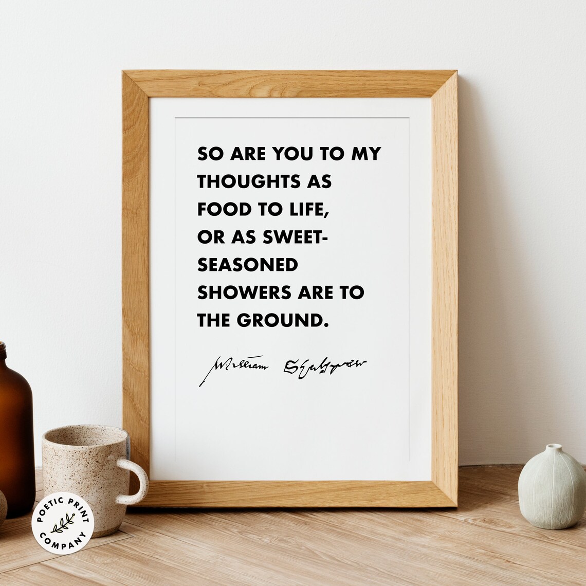 William Shakespeare So Are You To My Thoughts As Food To Life Poster - Image 4