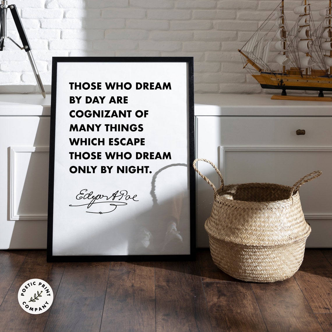 Edgar Allan Poe Those Who Dream By Day Quote Typography Wall Art - Image 3