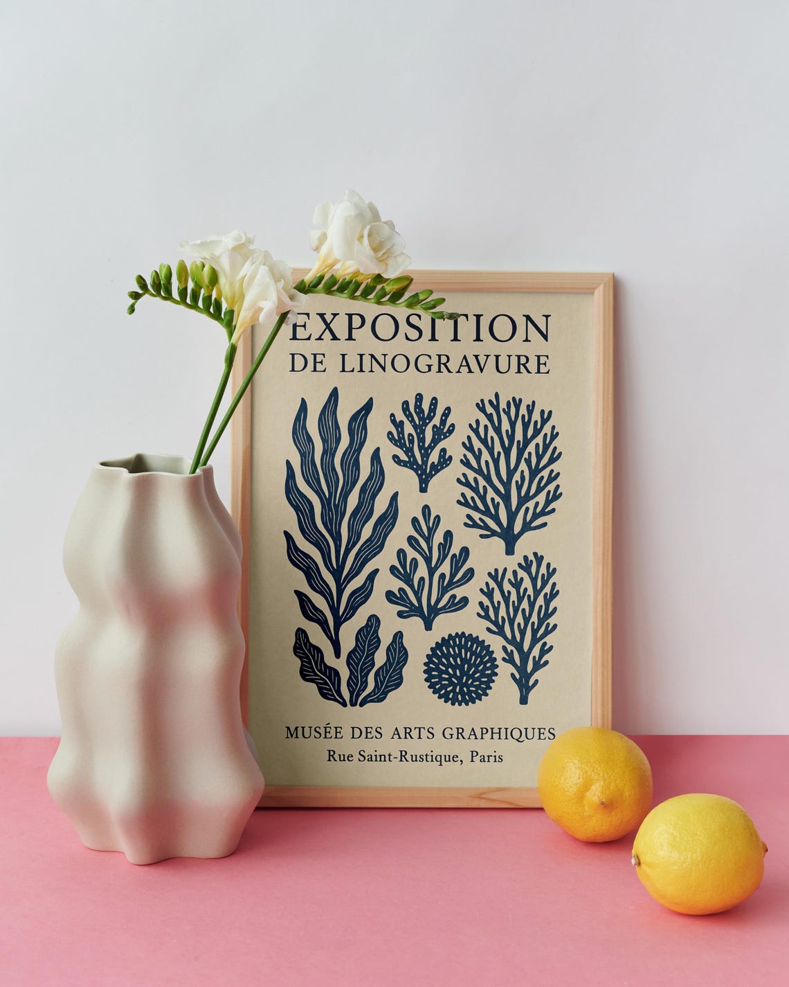 Linocut Botanical Seaweed Poster, Coastal Nature Illustration - Image 2