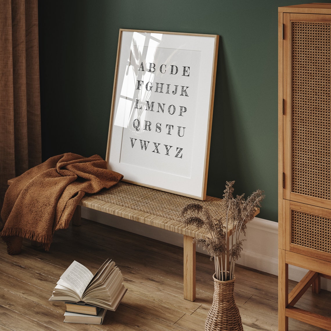 ABC Alphabet Chalk Sketch Letters White Nursery Kids Room Poster - Image 2