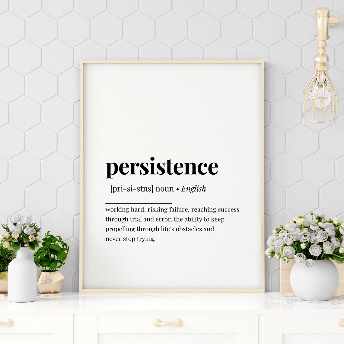 Persistence Dictionary Definition Motivational Never Give Up Minimalist Wall Art