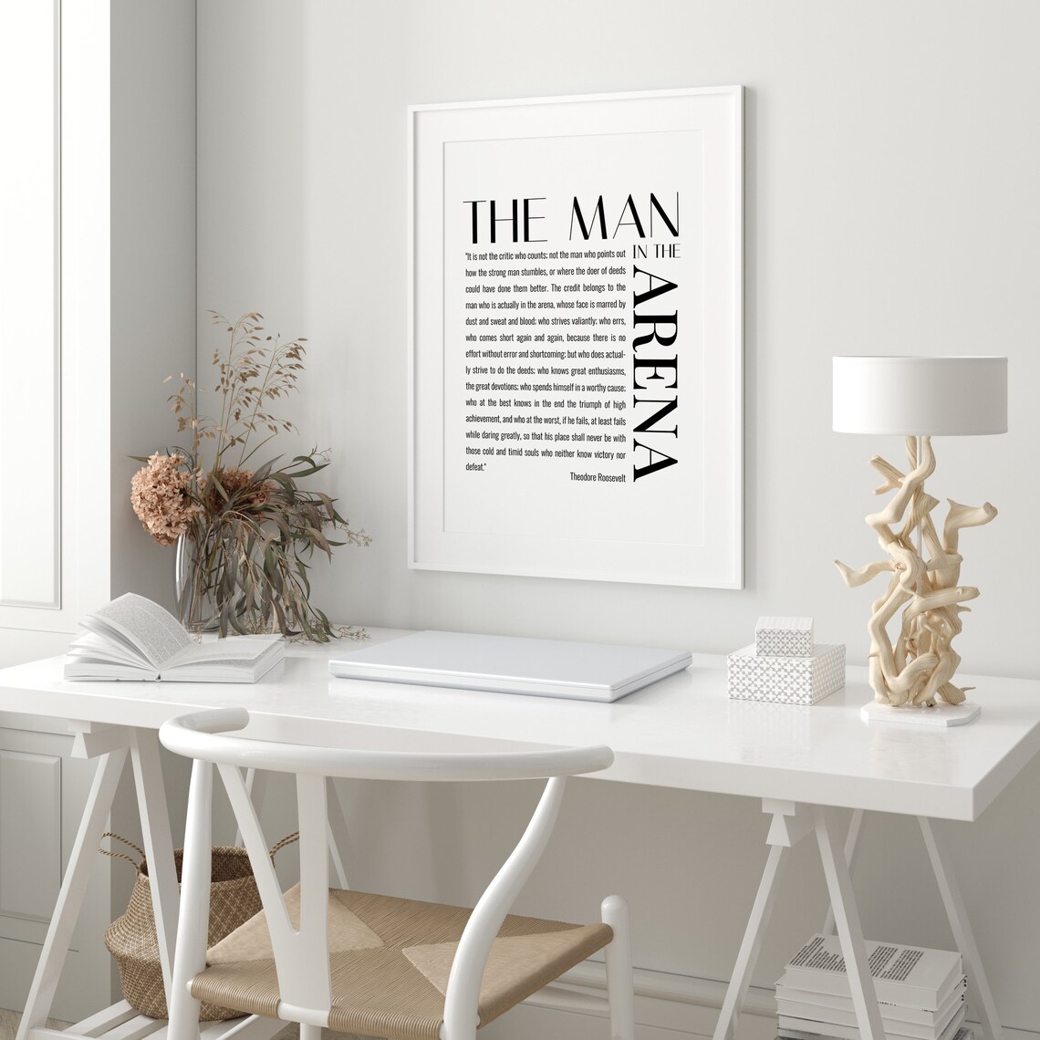 The Man in the Arena Vertical Bold Typography Theodore Roosevelt Poster - Image 2