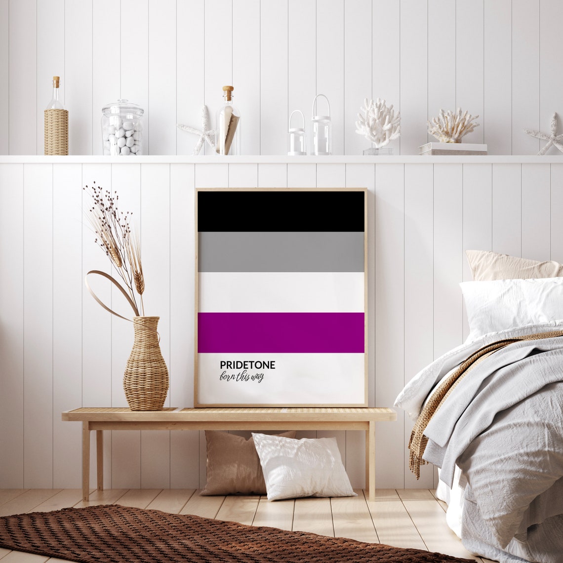 PRIDETONE Born This Way Asexual Pride Flag Color Block Poster - Image 2