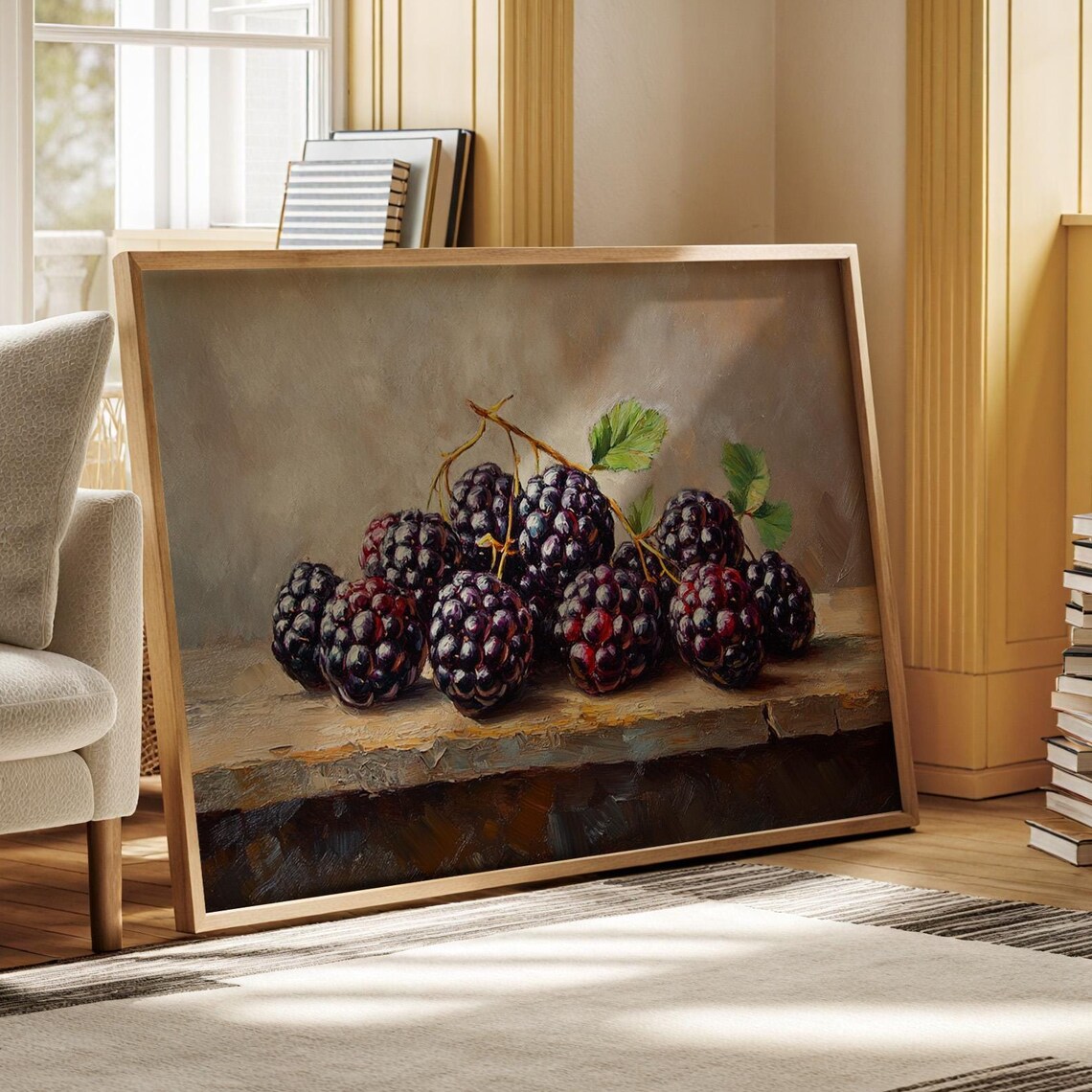 Juicy Blackberries, Rustic Still Life Art Print