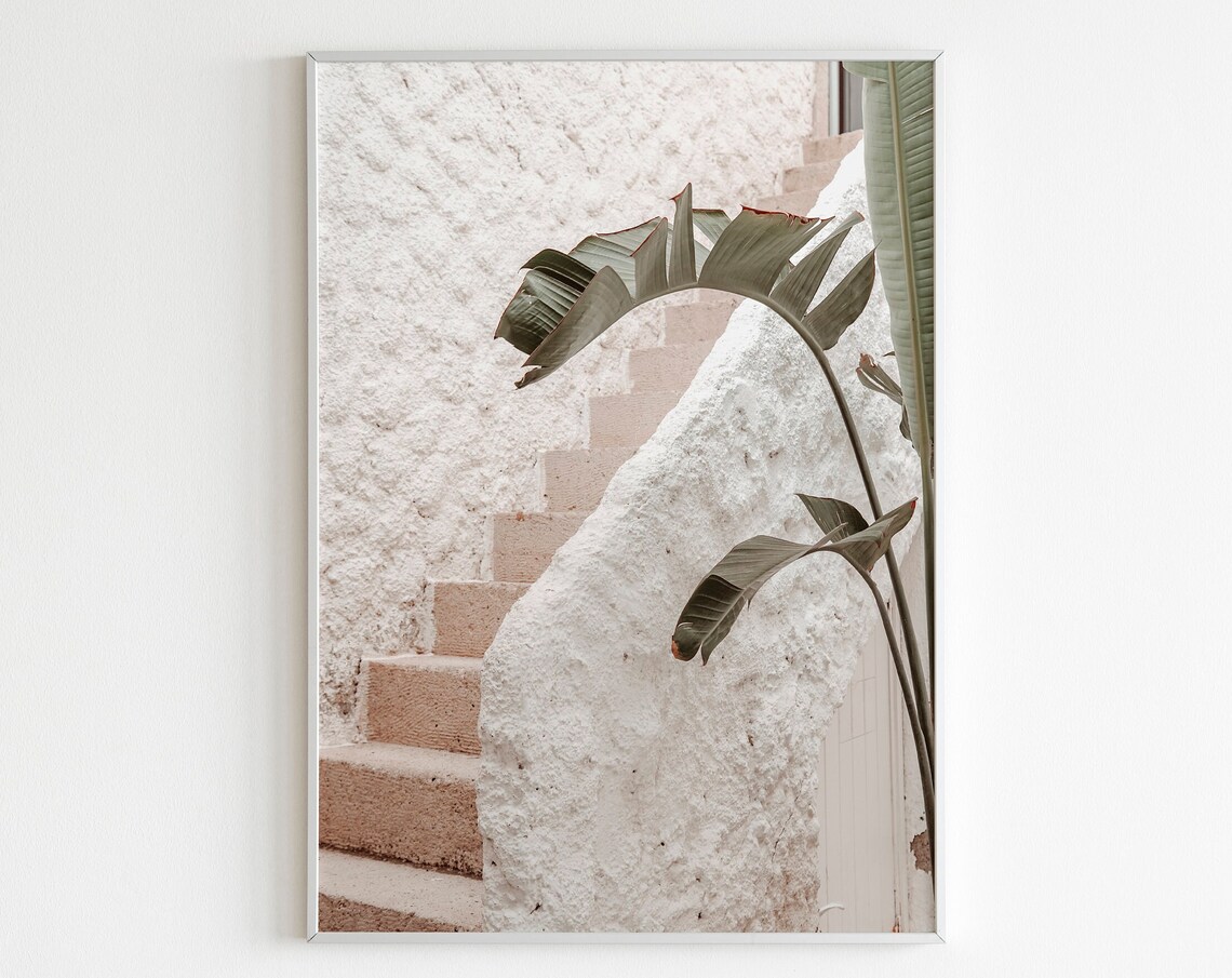 Boho Staircase Architecture Art Print, Minimalist