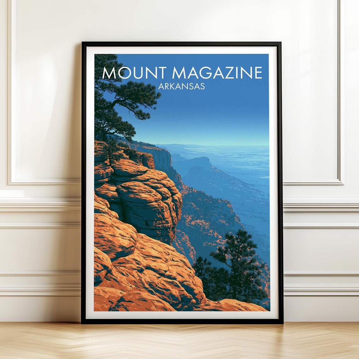 Mount Magazine Arkansas Cliff Vista Vintage National Park Travel Poster