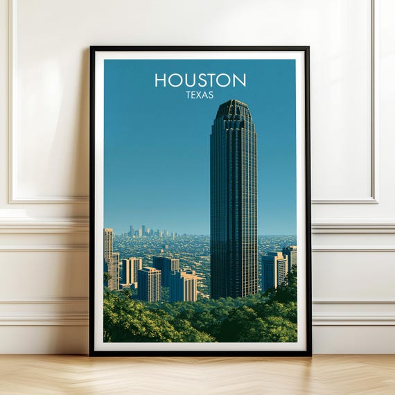 Houston Texas Vintage Travel Poster, Cityscape