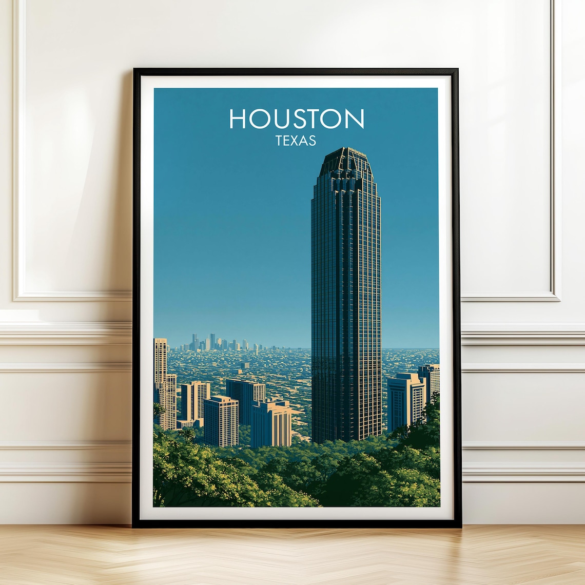 Houston Texas Vintage Travel Poster, Cityscape