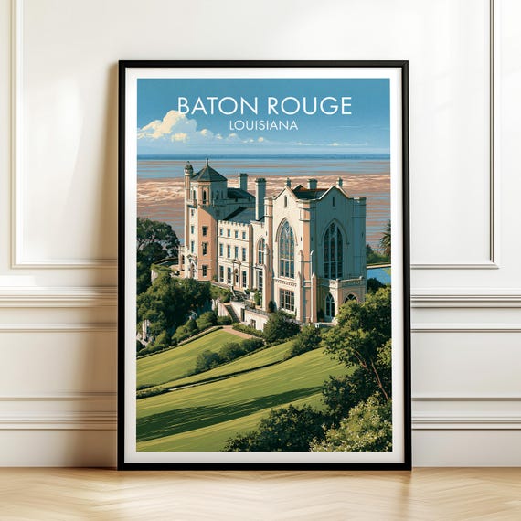 Baton Rouge Louisiana Poster Usa Cityscape Travel Wall Art American Landmark Print Gift