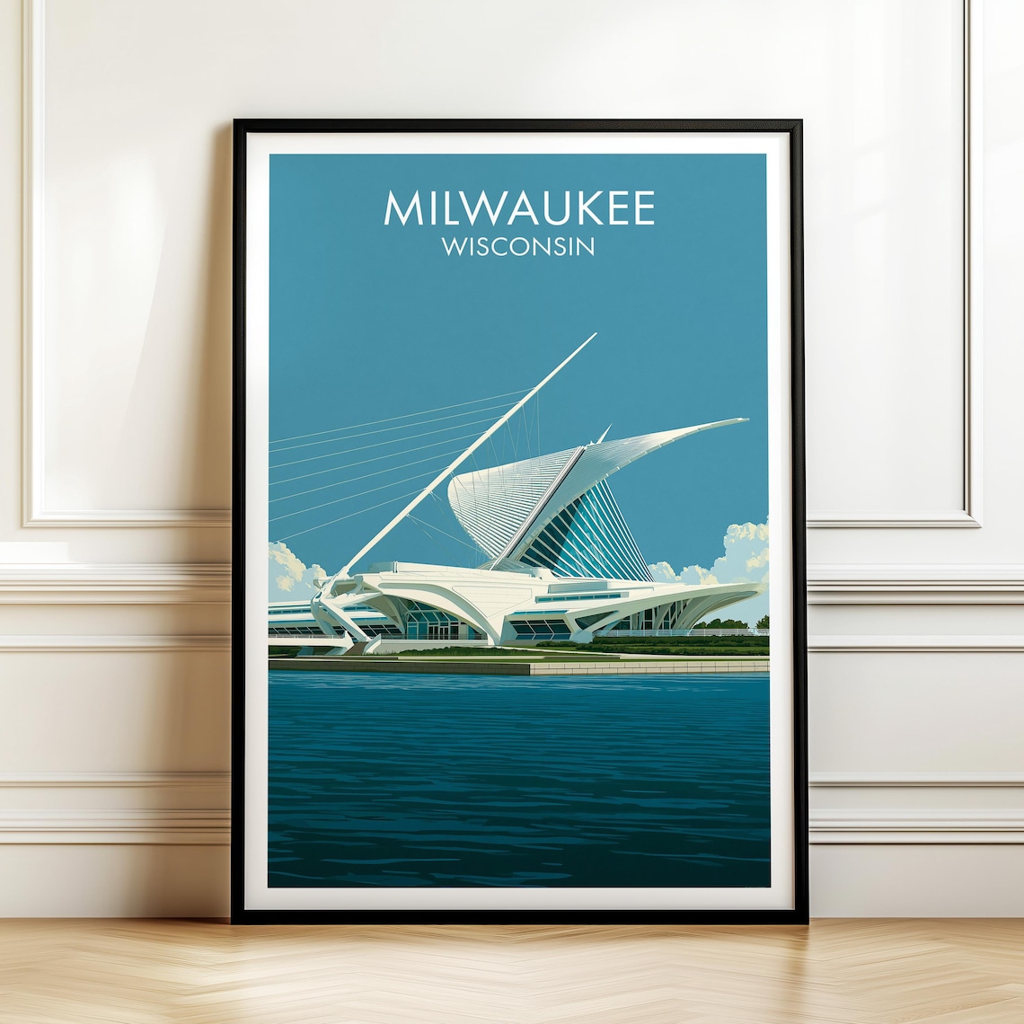 Milwaukee Art Museum Wisconsin Vintage Travel Poster