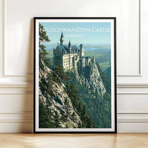 Neuschwanstein Castle Germany Vintage Travel Poster