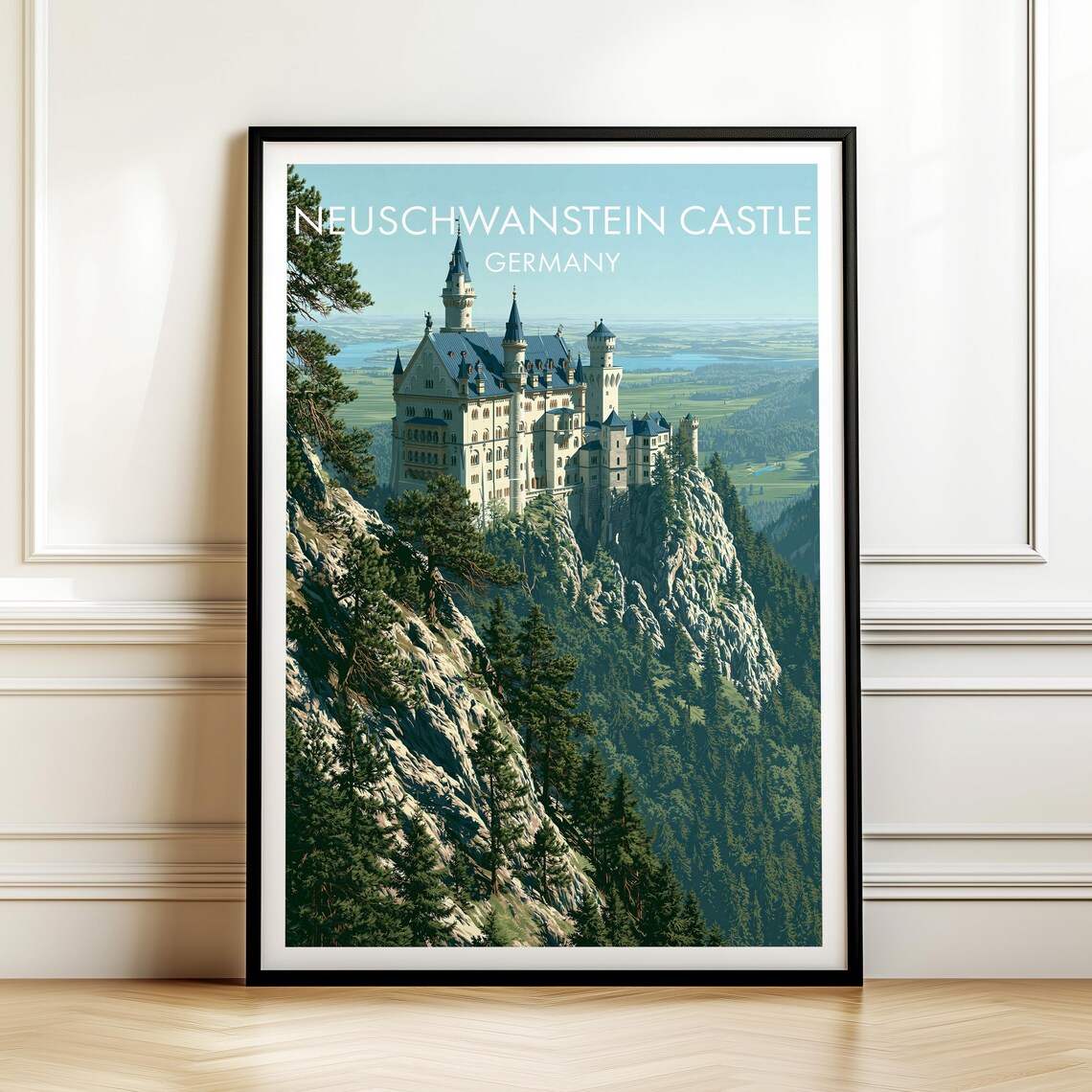 Neuschwanstein Castle Germany Vintage Travel Poster