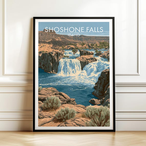 Shoshone Falls Idaho Poster American Landmark Travel Wall Art Print