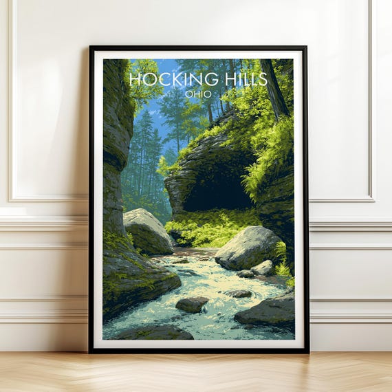 Hocking Hills State Park Ohio Poster Usa Travel Wall Art American Landmark Print Gift