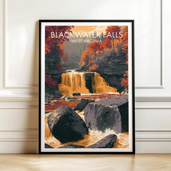 Blackwater Falls State Park West Virginia Poster Usa Travel Wall Art American Landmark Print Gift