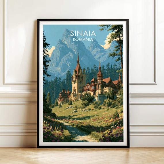 Sinaia Romania Travel Poster Vintage Europe Cityscape Wall Art Print For Home Decor