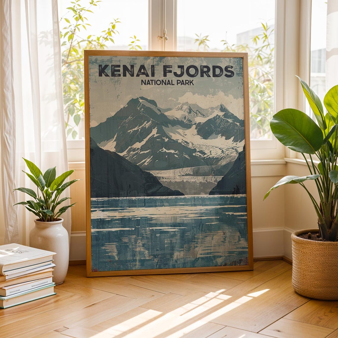 Kenai Fjords National Park Glacier Mountains Vintage Travel Poster