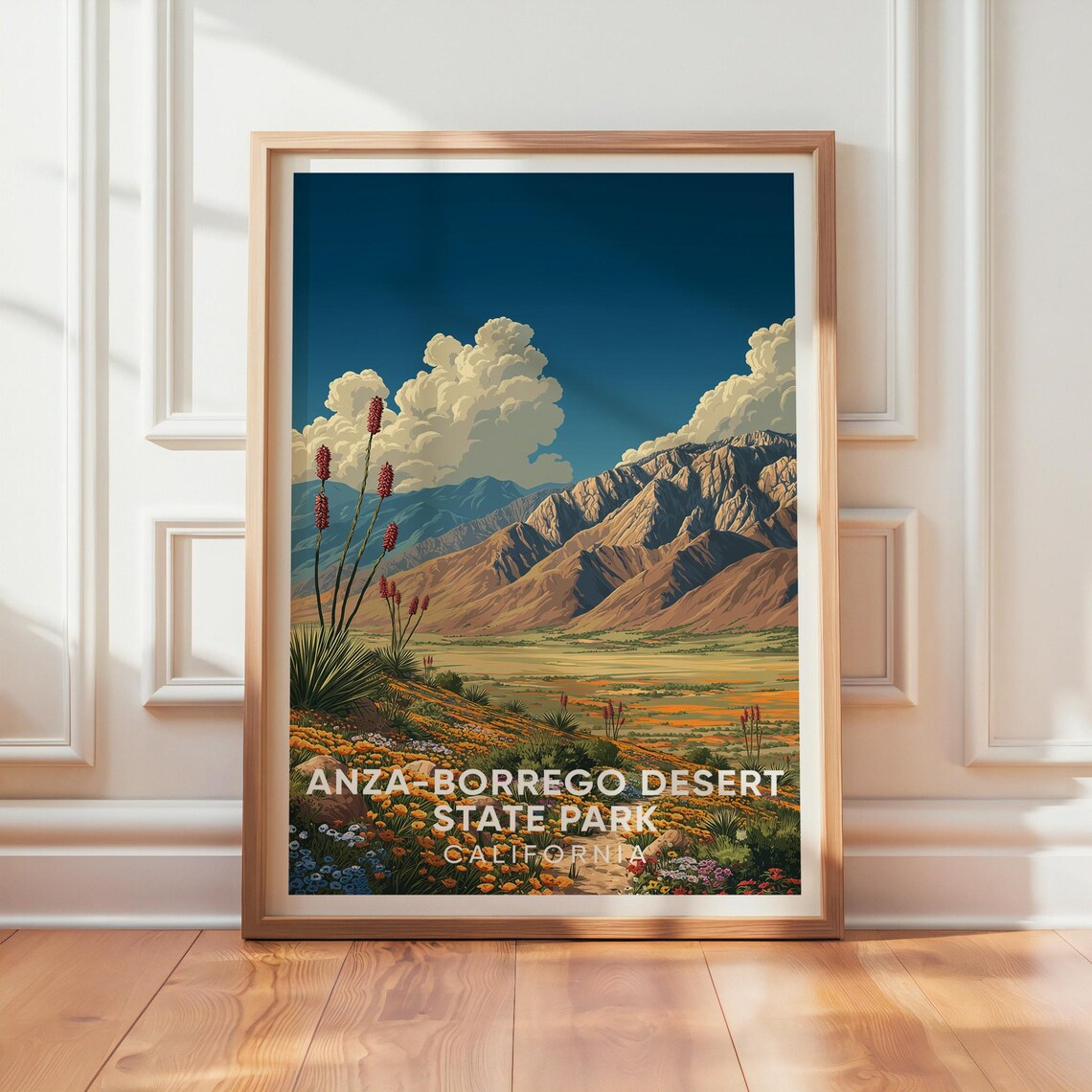 Anza-Borrego Desert State Park California Wildflower Vintage Travel Poster
