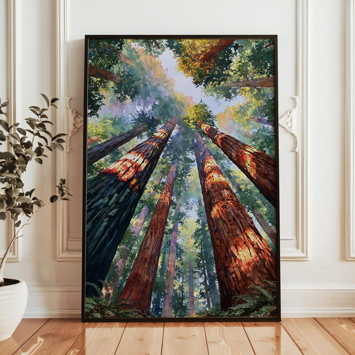 Redwood National Park Watercolor Travel Poster