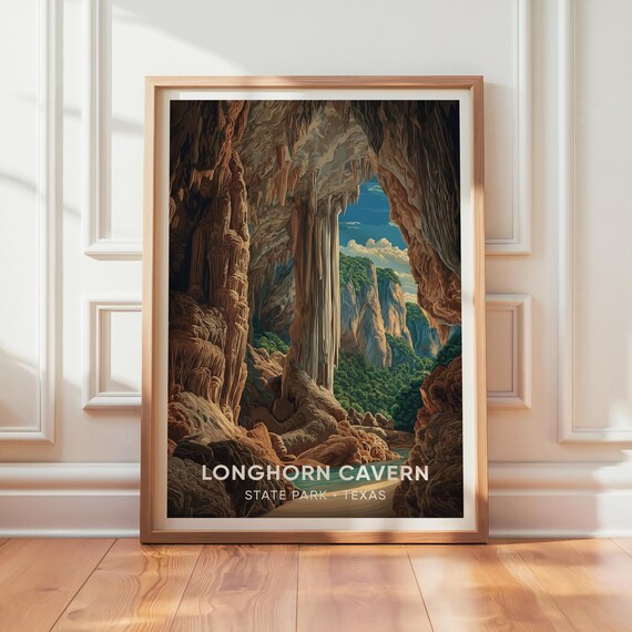 Longhorn Cavern Texas - Vintage Travel Poster