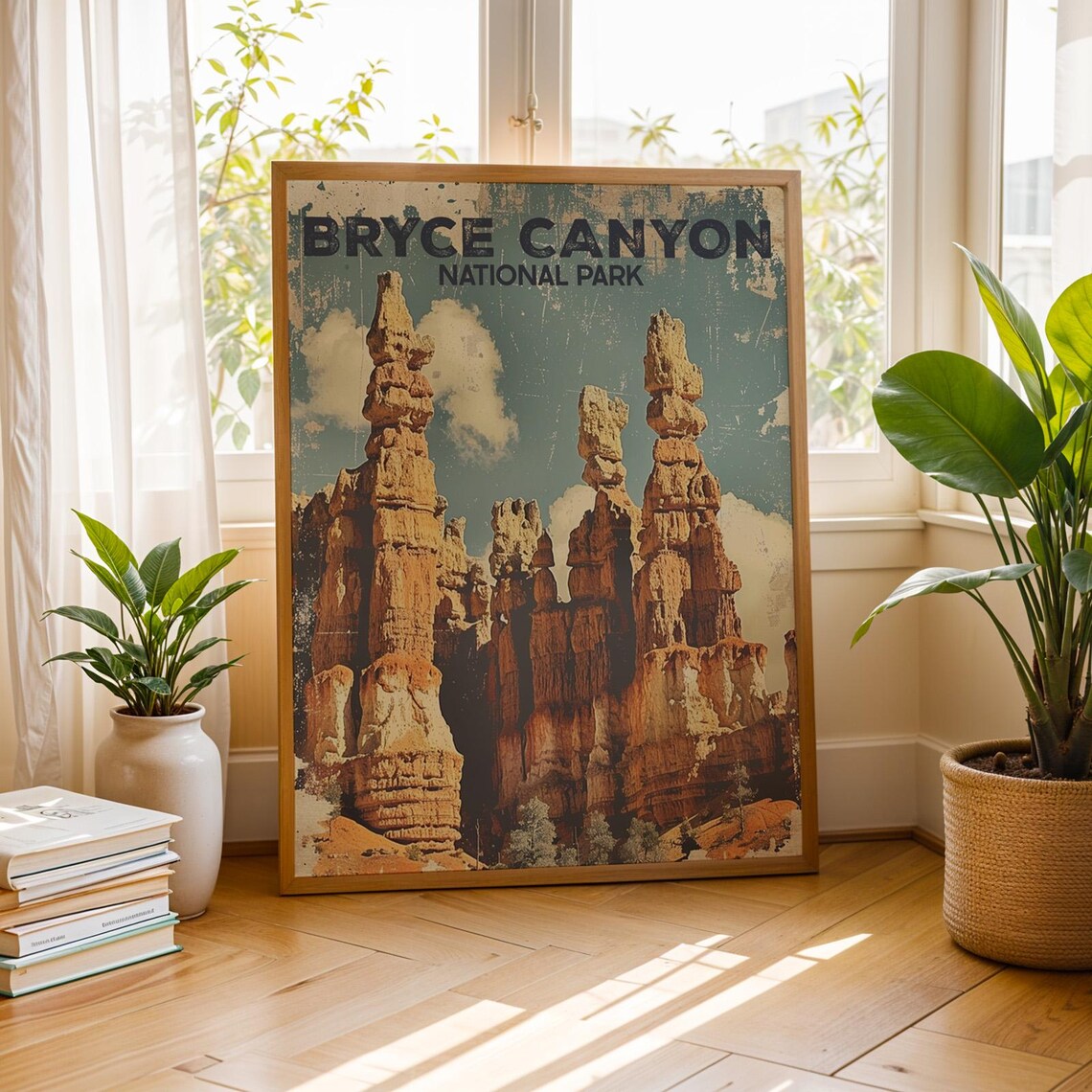 Bryce Canyon National Park Vintage Hoodoo Landscape Retro Travel Art Poster