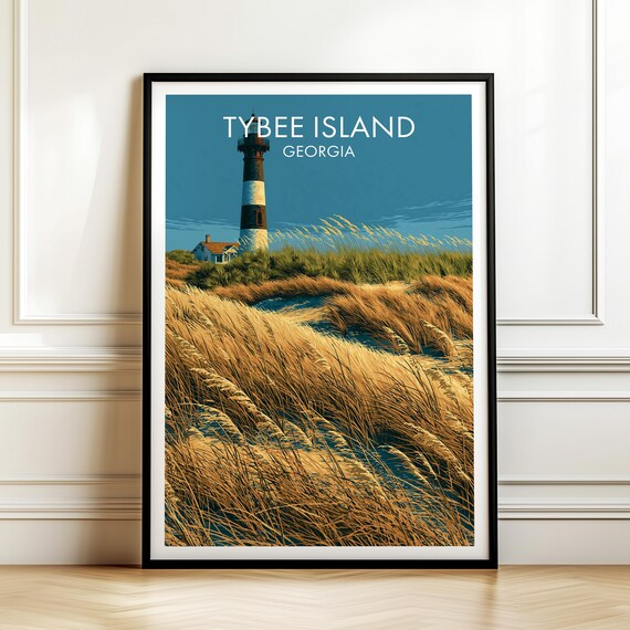Tybee Island Georgia Lighthouse Print Coastal Travel Wall Art