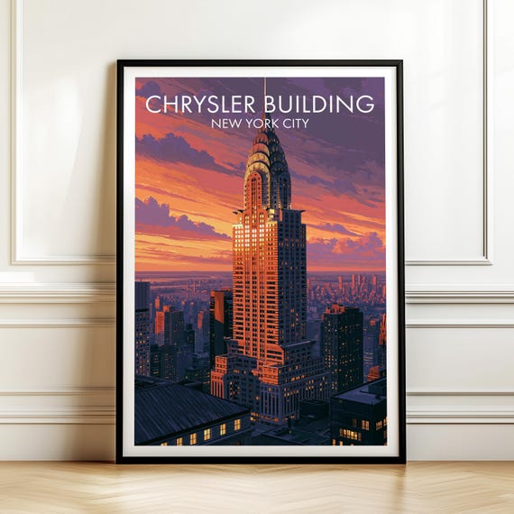 Chrysler Building New York City Poster Usa Travel Cityscape Wall Art American Landmark Print Gift
