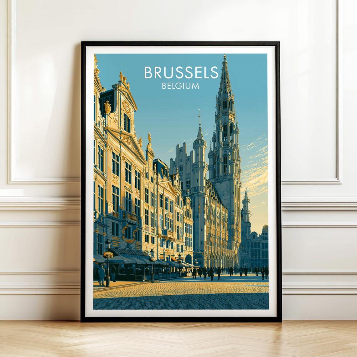 Brussels Belgium Grand Place Vintage Europe Cityscape Poster