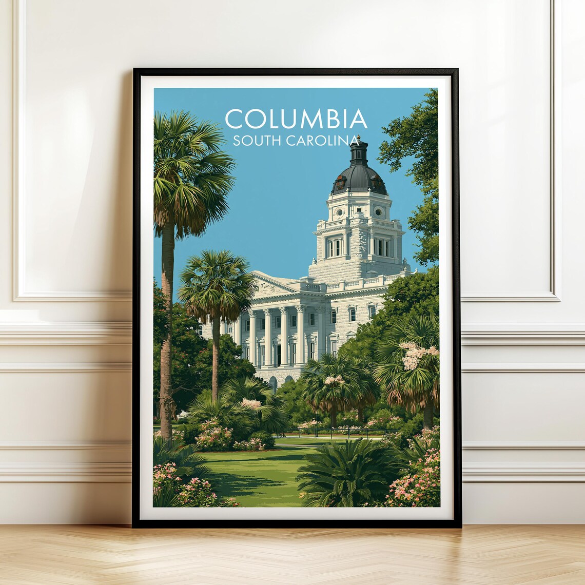 Columbia South Carolina Vintage Travel Poster