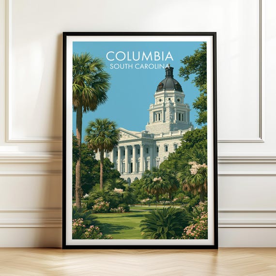 Columbia South Carolina Vintage Travel Poster