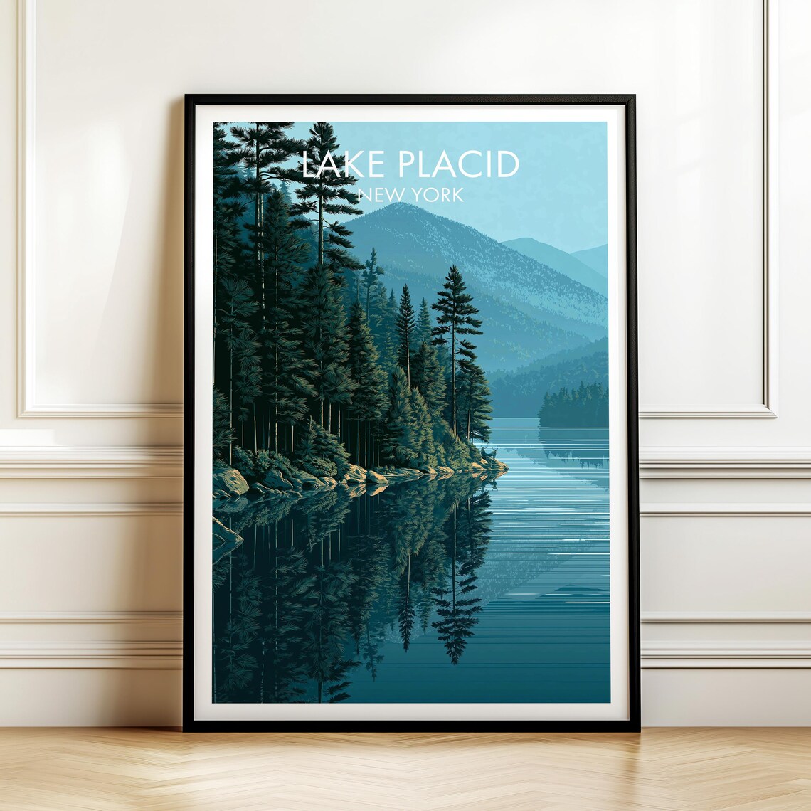Lake Placid New York Vintage Travel Poster