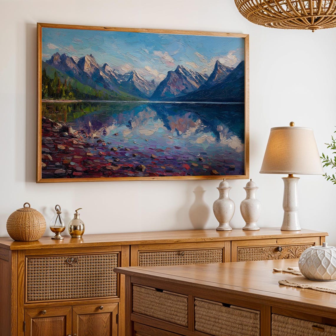 Glacier National Park Mountain Lake Reflection Landscape Poster