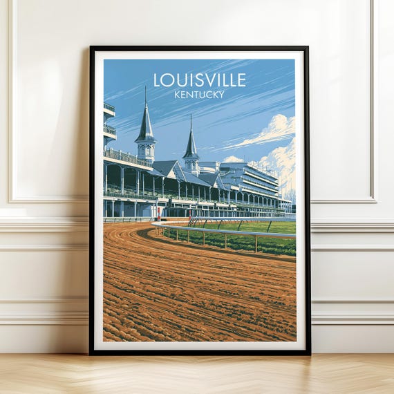 Churchill Downs Louisville Kentucky Poster Vintage Travel Wall Art Decor Usa Cityscape Print