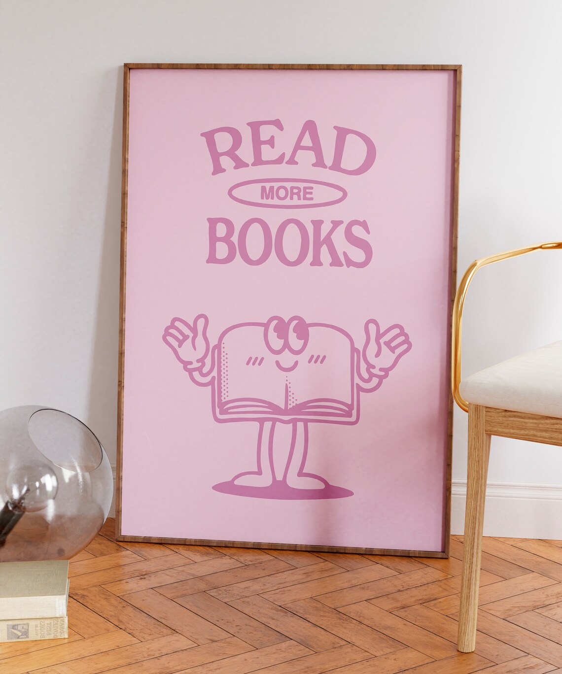 Retro Reading Poster Art Print, Pink Readers - Image 5