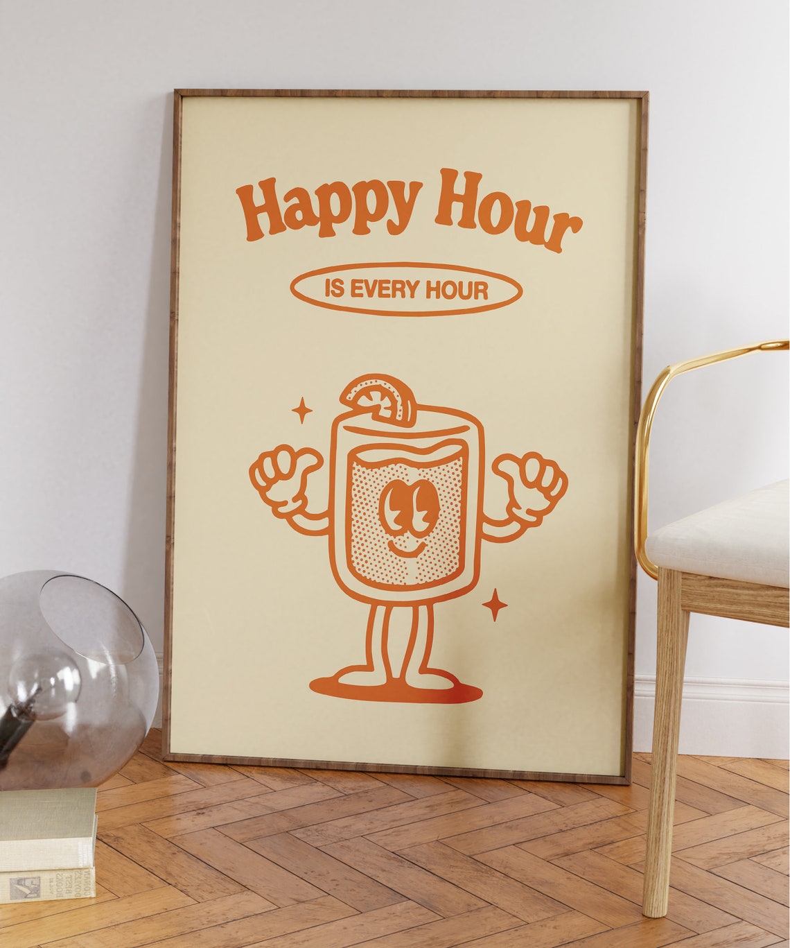 Happy Hour Is Every Hour Retro Cartoon Cocktail Bar Decor Poster - Image 7