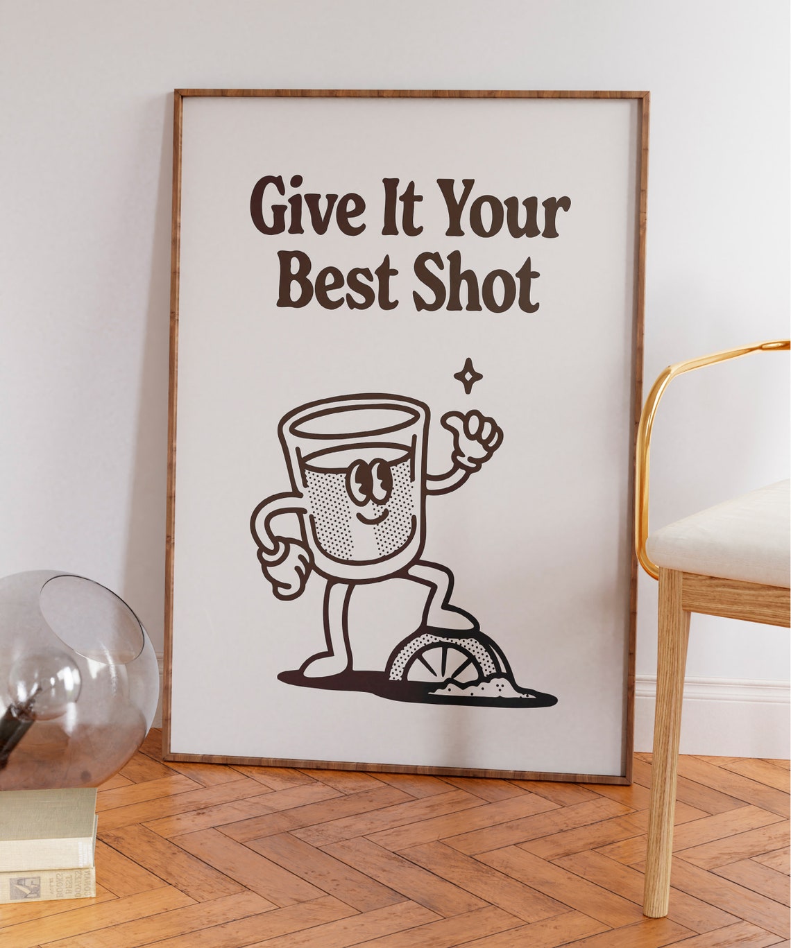 Give It Your Best Shot Tequila Lime Retro Cartoon Quote Poster - Image 5