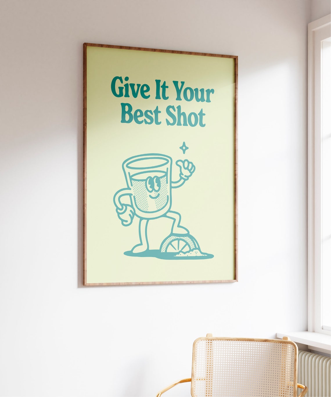 Give It Your Best Shot Teal Tequila Mascot Home Bar Art Poster - Image 6