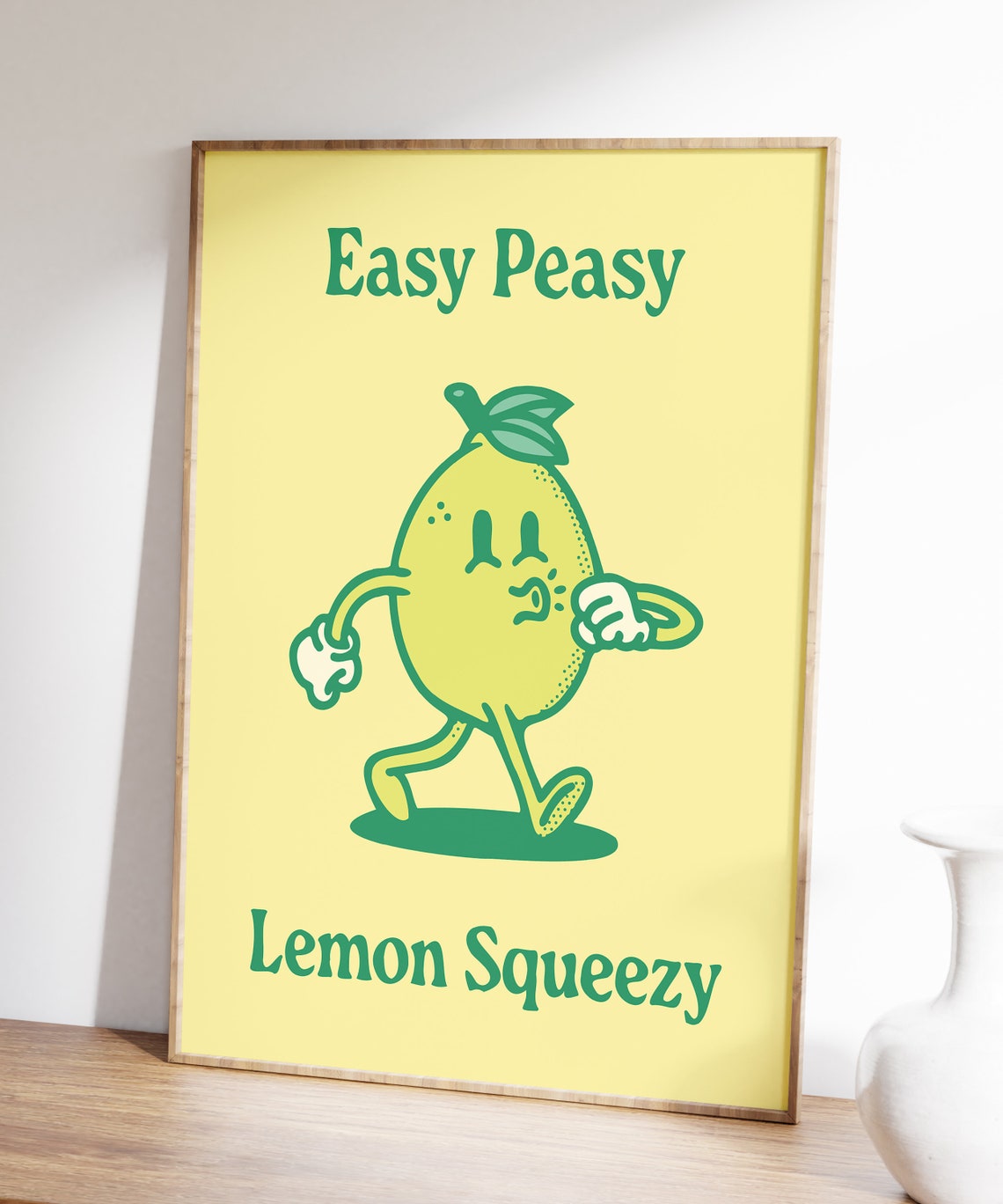 Easy Peasy Lemon Squeezy Poster Retro Lemon Art Print 70s Wall Decor Downloadable Wall Art Funny Quote Printable Retro Poster - Image 3
