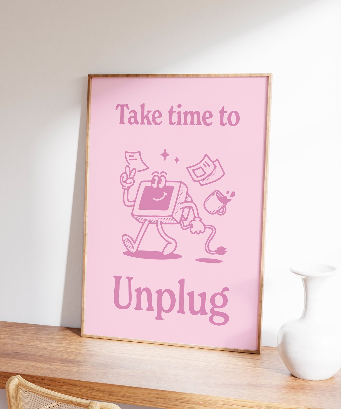 Take Time Groovy Wall Print Print Affirmation Wall Art Retro Wall Decor Cute Pink Printable Art Downloadable Prints - Image 6
