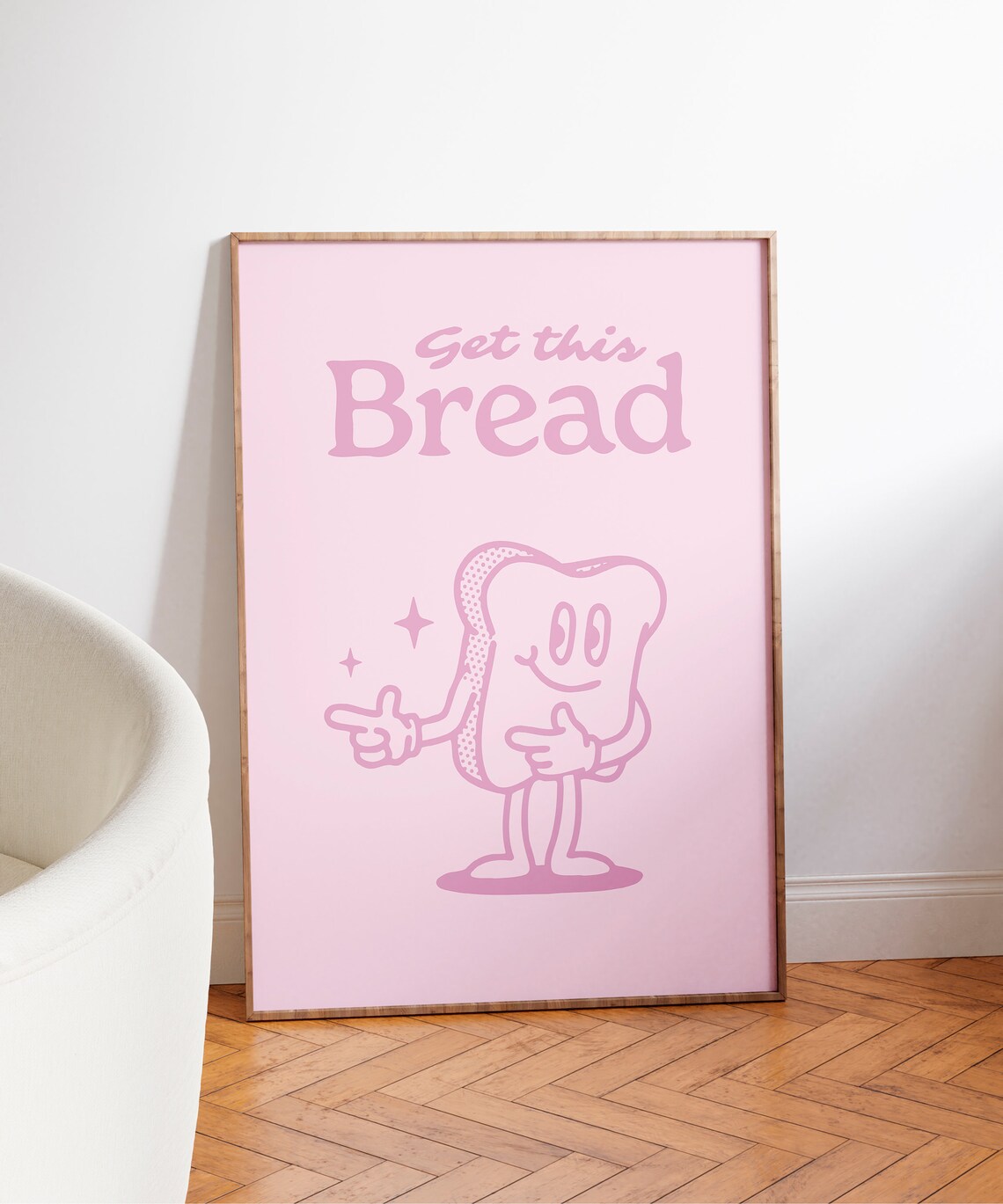 Bread Retro Character Positive Quote Art Print - Image 3